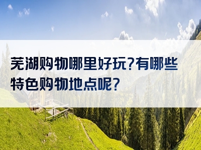 芜湖购物哪里好玩？有哪些特色购物地点呢？