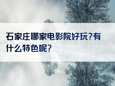 石家庄哪家电影院好玩？有什么特色呢？