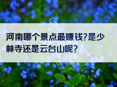 河南哪个景点最赚钱？是少林寺还是云台山呢？