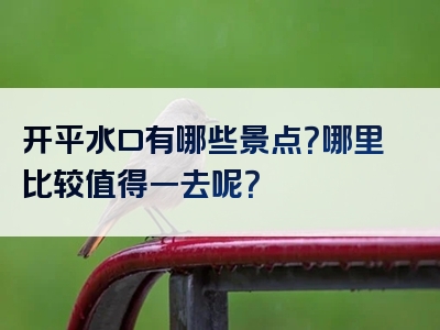 开平水口有哪些景点？哪里比较值得一去呢？