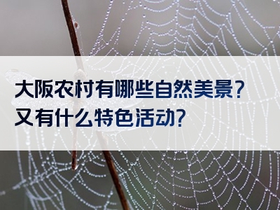 大阪农村有哪些自然美景？又有什么特色活动？