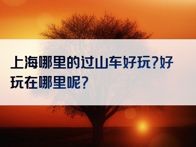 上海哪里的过山车好玩？好玩在哪里呢？