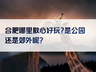 合肥哪里散心好玩？是公园还是郊外呢？