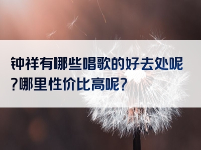 钟祥有哪些唱歌的好去处呢？哪里性价比高呢？