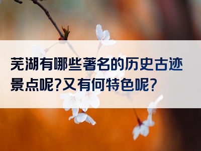 芜湖有哪些著名的历史古迹景点呢？又有何特色呢？