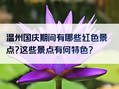 温州国庆期间有哪些红色景点？这些景点有何特色？