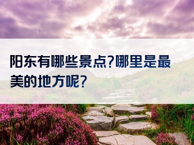 阳东有哪些景点？哪里是最美的地方呢？