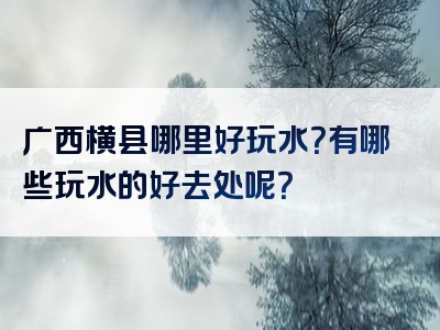 广西横县哪里好玩水？有哪些玩水的好去处呢？
