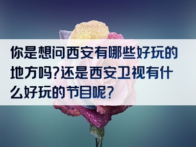 你是想问西安有哪些好玩的地方吗？还是西安卫视有什么好玩的节目呢？