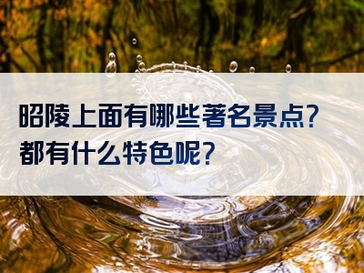 昭陵上面有哪些著名景点？都有什么特色呢？