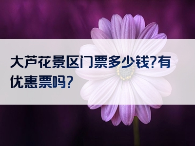 大芦花景区门票多少钱？有优惠票吗？