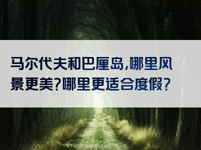马尔代夫和巴厘岛，哪里风景更美？哪里更适合度假？