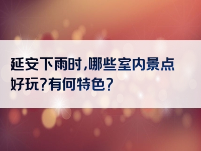 延安下雨时，哪些室内景点好玩？有何特色？