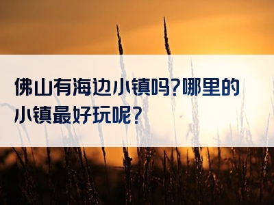 佛山有海边小镇吗？哪里的小镇最好玩呢？
