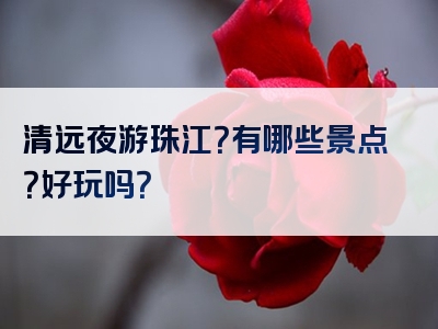 清远夜游珠江？有哪些景点？好玩吗？