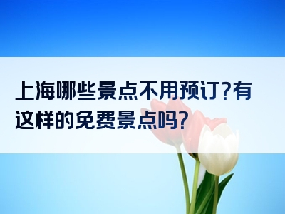 上海哪些景点不用预订？有这样的免费景点吗？