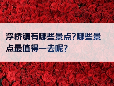 浮桥镇有哪些景点？哪些景点最值得一去呢？