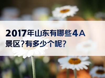 2017年山东有哪些4A景区？有多少个呢？