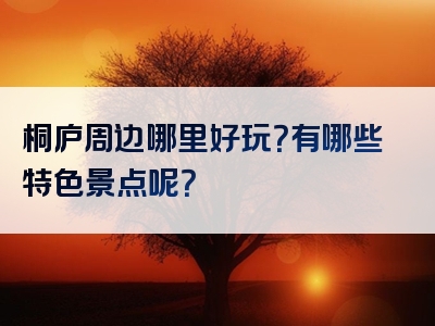 桐庐周边哪里好玩？有哪些特色景点呢？