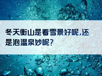 冬天衡山是看雪景好呢，还是泡温泉妙呢？