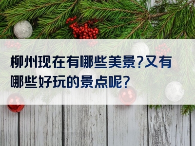 柳州现在有哪些美景？又有哪些好玩的景点呢？