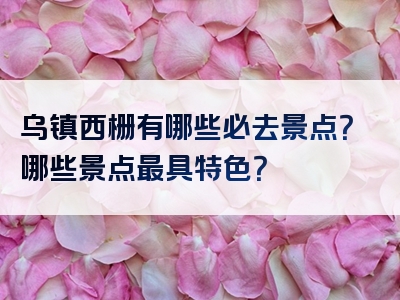 乌镇西栅有哪些必去景点？哪些景点最具特色？