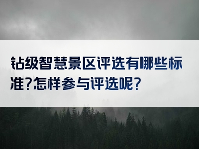 钻级智慧景区评选有哪些标准？怎样参与评选呢？