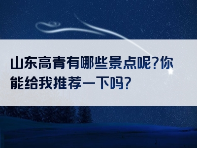 山东高青有哪些景点呢？你能给我推荐一下吗？