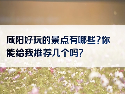 咸阳好玩的景点有哪些？你能给我推荐几个吗？