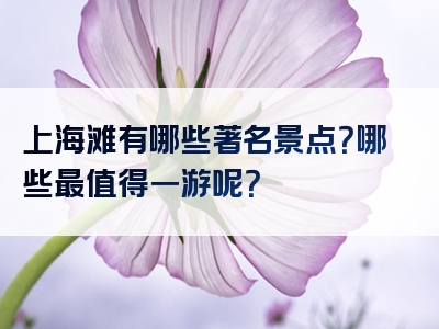 上海滩有哪些著名景点？哪些最值得一游呢？