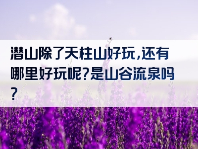 潜山除了天柱山好玩，还有哪里好玩呢？是山谷流泉吗？