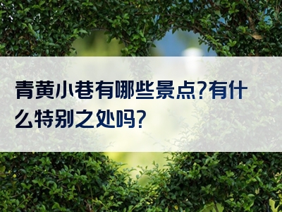 青黄小巷有哪些景点？有什么特别之处吗？