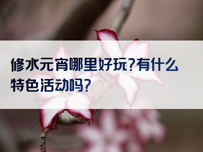 修水元宵哪里好玩？有什么特色活动吗？