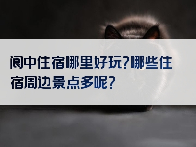 阆中住宿哪里好玩？哪些住宿周边景点多呢？