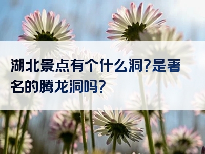 湖北景点有个什么洞？是著名的腾龙洞吗？