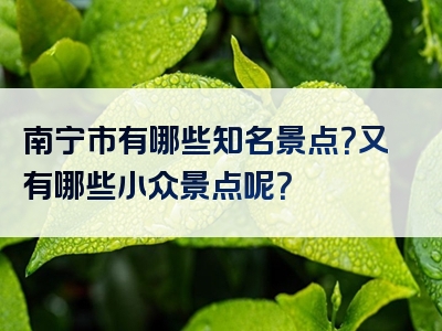 南宁市有哪些知名景点？又有哪些小众景点呢？
