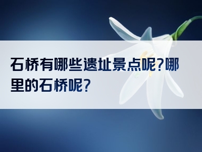 石桥有哪些遗址景点呢？哪里的石桥呢？