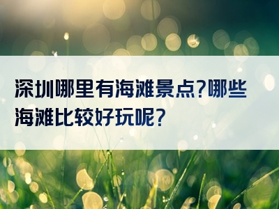 深圳哪里有海滩景点？哪些海滩比较好玩呢？