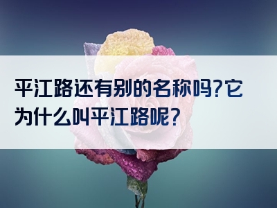 平江路还有别的名称吗？它为什么叫平江路呢？