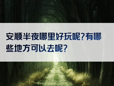 安顺半夜哪里好玩呢？有哪些地方可以去呢？