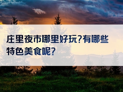 庄里夜市哪里好玩？有哪些特色美食呢？