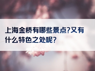 上海金桥有哪些景点？又有什么特色之处呢？
