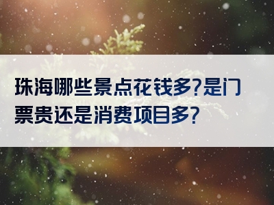 珠海哪些景点花钱多？是门票贵还是消费项目多？