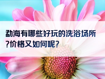 勐海有哪些好玩的洗浴场所？价格又如何呢？