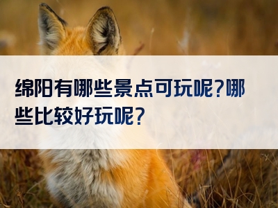 绵阳有哪些景点可玩呢？哪些比较好玩呢？