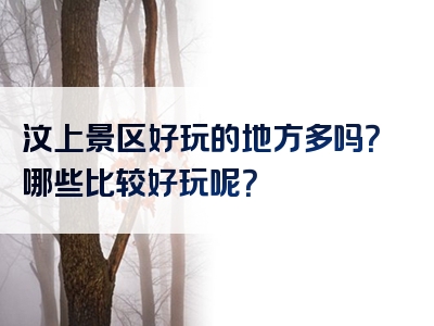汶上景区好玩的地方多吗？哪些比较好玩呢？