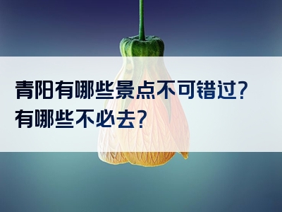 青阳有哪些景点不可错过？有哪些不必去？