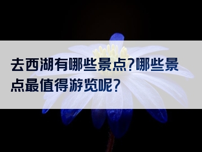 去西湖有哪些景点？哪些景点最值得游览呢？