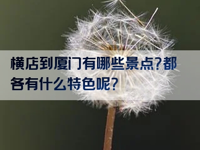 横店到厦门有哪些景点？都各有什么特色呢？