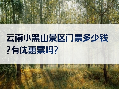 云南小黑山景区门票多少钱？有优惠票吗？